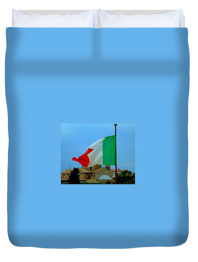 Flag Duvet Cover featuring the photograph Italian Colors by Caroline Stella