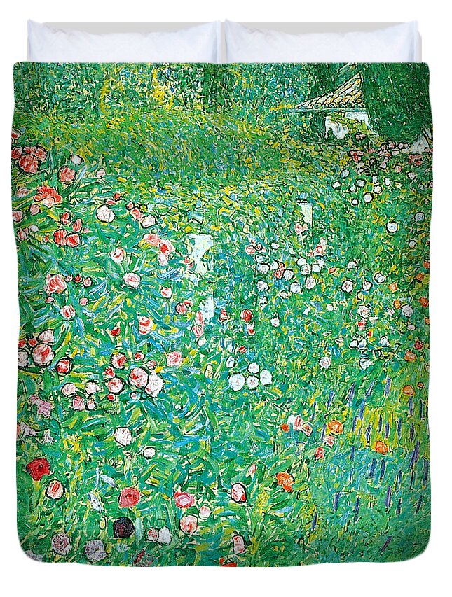 Italian Garden Landscape Duvet Cover featuring the photograph Italian Garden Landscape by Gustav Klimt
