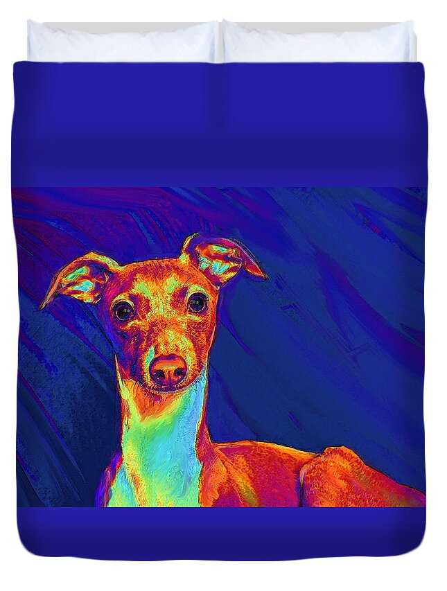 Greyhound Duvet Cover featuring the digital art Italian Greyhound by Jane Schnetlage