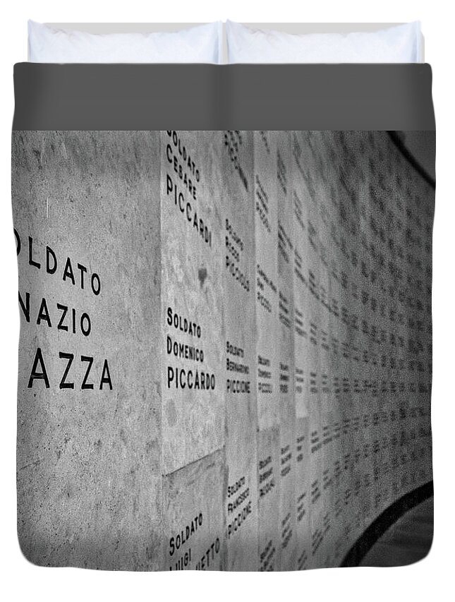 Italy Duvet Cover featuring the photograph Italian War Dead Names by Stuart Litoff