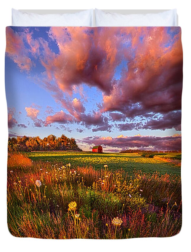 Red Duvet Cover featuring the photograph It's Like Going to Heaven with Your Feet Still on the Ground by Phil Koch
