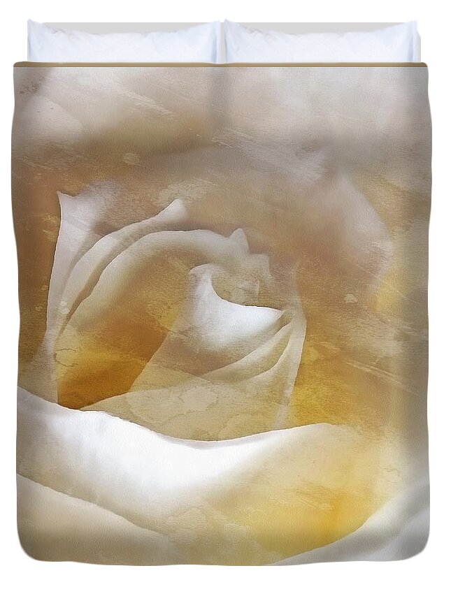 Rose Duvet Cover featuring the photograph Ivory Rose - An Affair to Remember  by Janine Riley