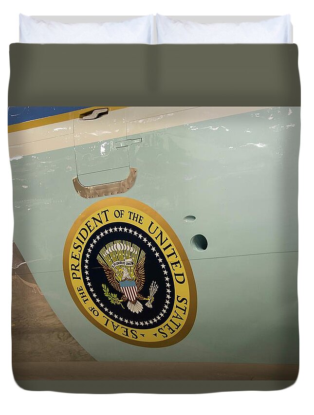 John F Kennedy Duvet Cover featuring the photograph J F K Air Force One by David Bearden