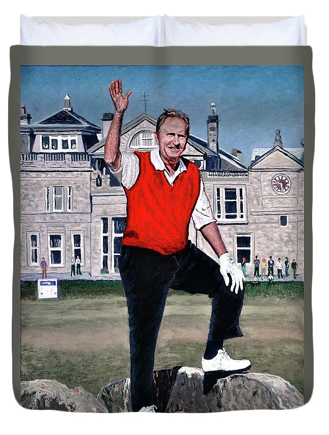 Jack Nicklaus Duvet Cover featuring the painting Jack Nicklaus by Stan Hamilton