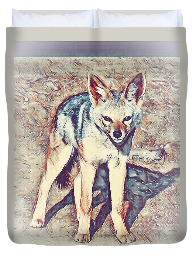 Jackal Duvet Cover featuring the photograph Jackal by Gini Moore