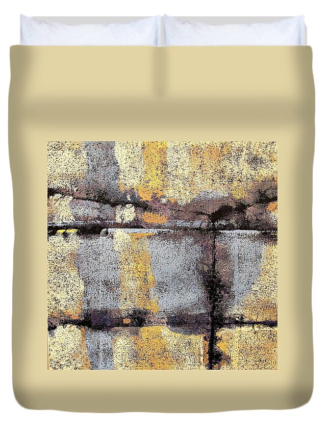 Abstract Painting Duvet Cover featuring the painting Jagged Lavendar by Maria Huntley