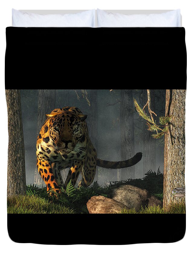 Jaguar Duvet Cover featuring the digital art Jaguar by Daniel Eskridge