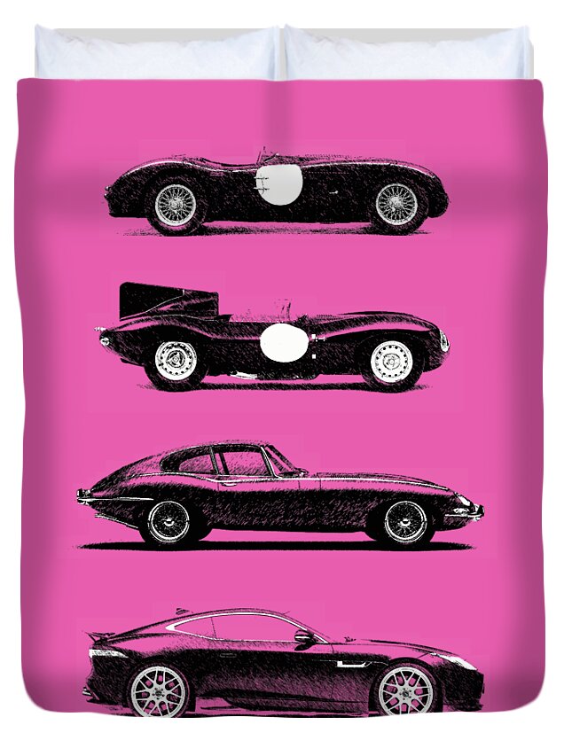 Jaguar E Type Coupe Duvet Cover featuring the photograph Evolution of the Cat by Mark Rogan