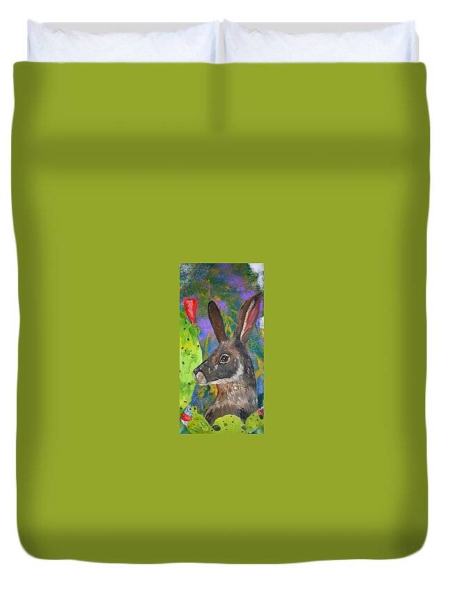 Hare Duvet Cover featuring the painting Jake O' Hare by Susan Voidets