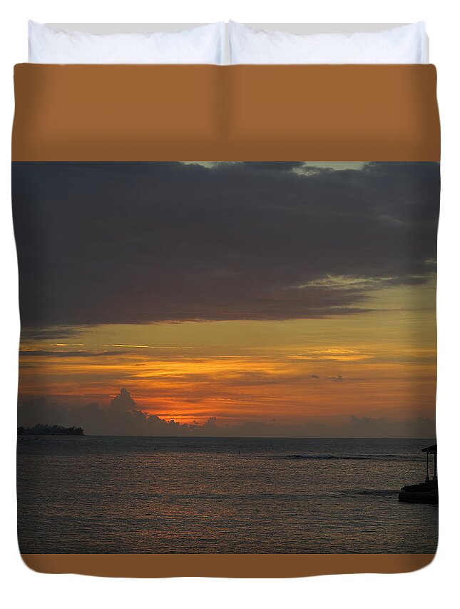 Sunset Duvet Cover featuring the photograph Jamaican Skies by Jessica Myscofski
