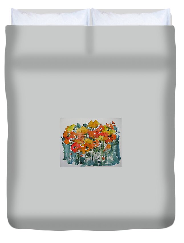 Flowers Duvet Cover featuring the painting Jamboree by Anne Duke
