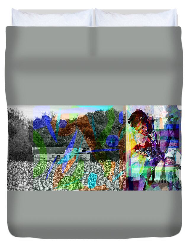 Cotton Duvet Cover featuring the digital art James Brown by Joe Roache