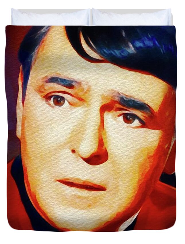 James Duvet Cover featuring the painting James Doohan, Vintage Actor by Esoterica Art Agency