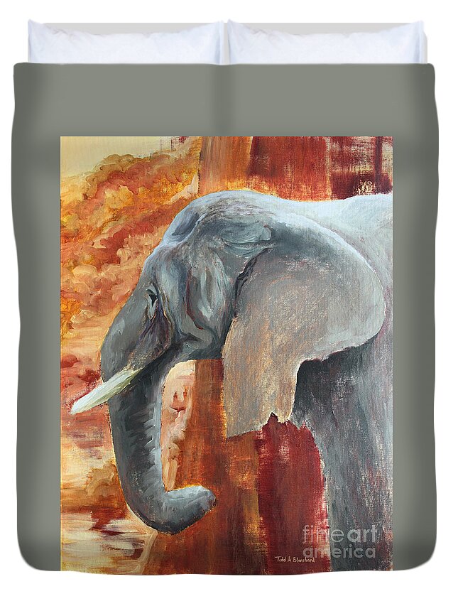 Animal Duvet Cover featuring the painting Jana by Todd Blanchard