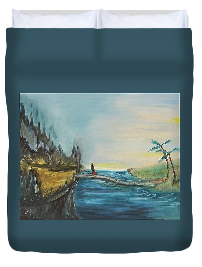 Journey Duvet Cover featuring the painting Jana's Journey by Neslihan Ergul Colley