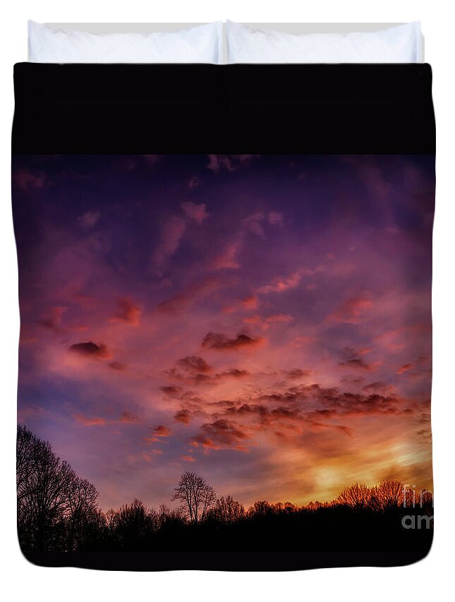 Sunset Duvet Cover featuring the photograph January Appalachian Sunset Afterglow by Thomas R Fletcher