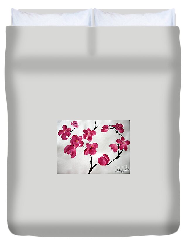 Japanese Tree Duvet Cover featuring the painting Japanese Tree by Shelley Jones