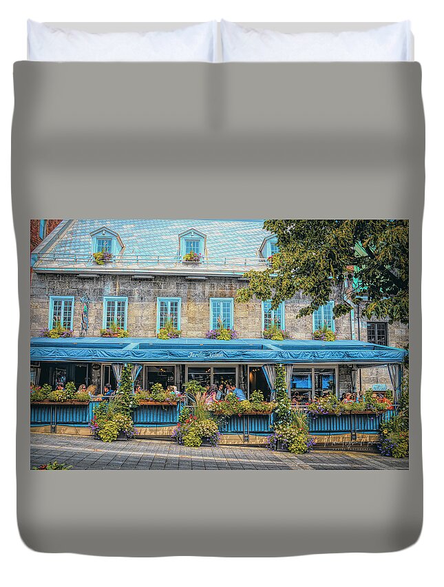 Restaurants Duvet Cover featuring the photograph Jardin Nelson On Rue Saint-Jacques by Maria Angelica Maira