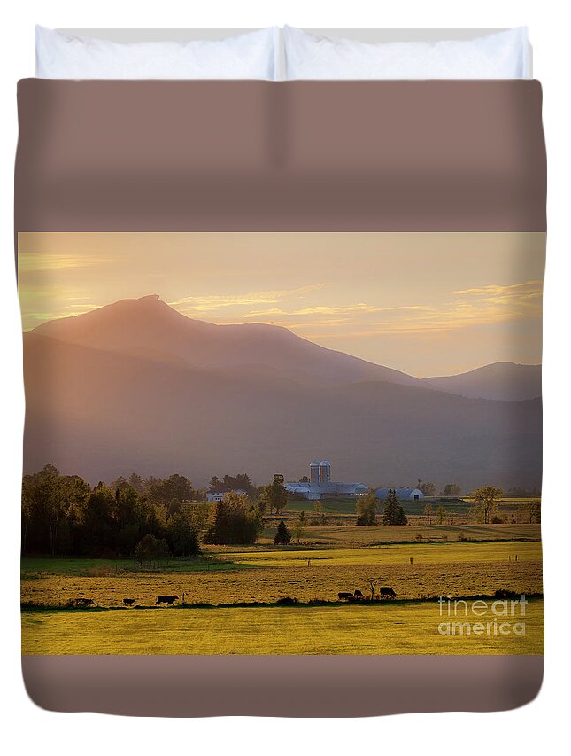 Summer Duvet Cover featuring the photograph Jay Peak Misty Sunset by Alan L Graham