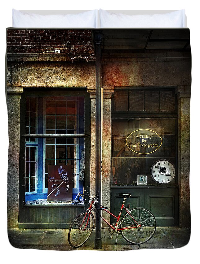 New Orleans Duvet Cover featuring the photograph Jazz Bicycle by Craig J Satterlee