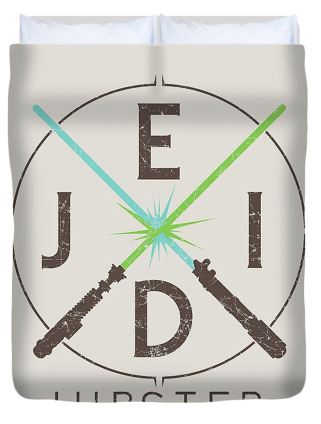 Star Wars Duvet Cover featuring the digital art Jedi Hipster Logo by Jedi Hipster