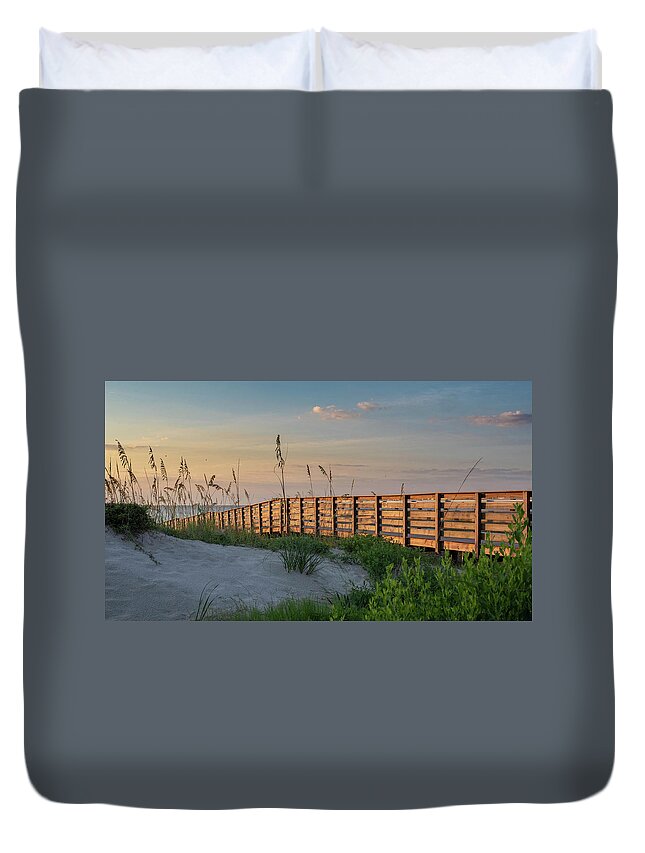 Georgia Duvet Cover featuring the photograph Jekyll Island Beach at Sunrise by Louis Dallara