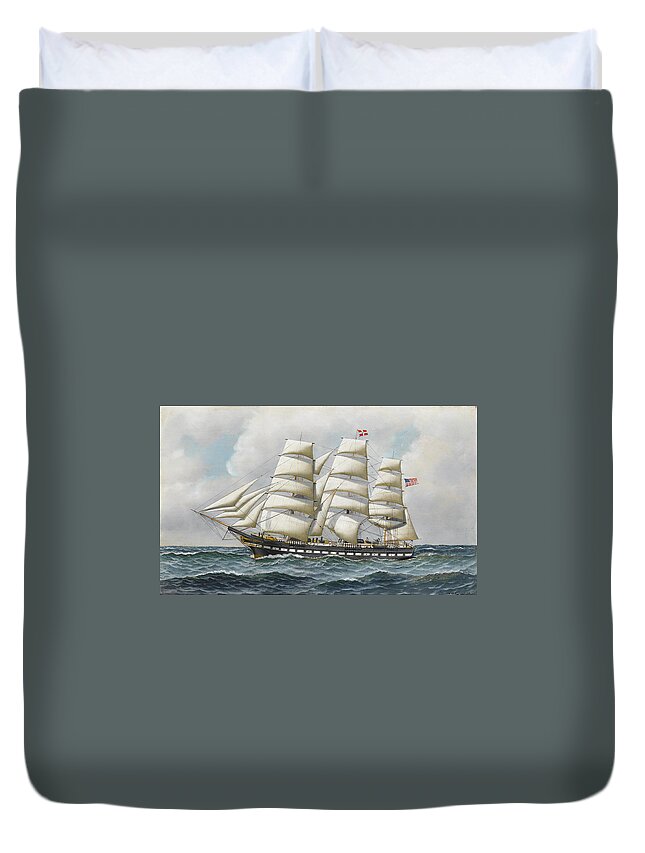 Antonio Jacobsen - The American Full-rigger 'jeremiah Thompson' ... Sea Duvet Cover featuring the painting Jeremiah Thompson by Antonio Jacobsen