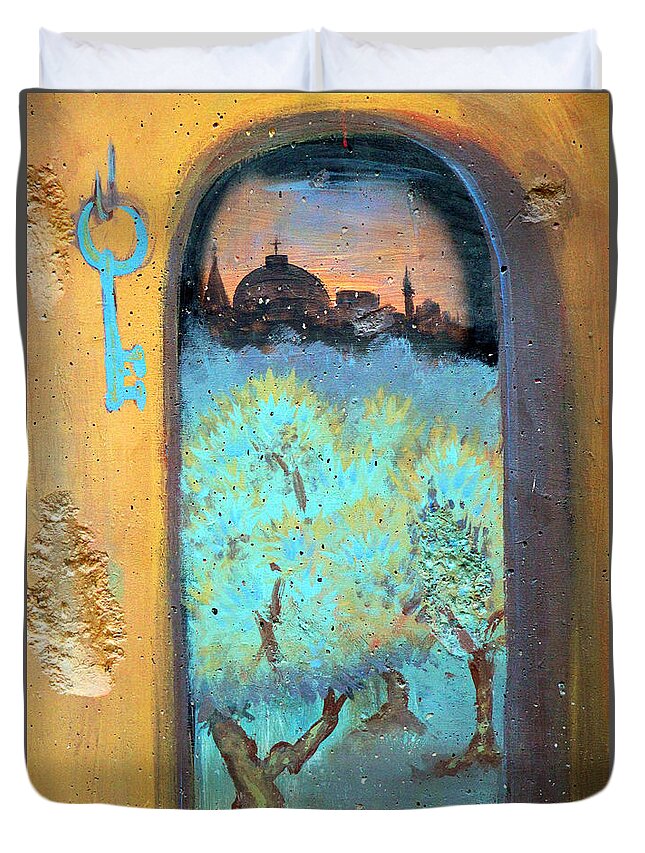 Window On Jerusalem Duvet Cover featuring the photograph Jerusalem Key by Munir Alawi