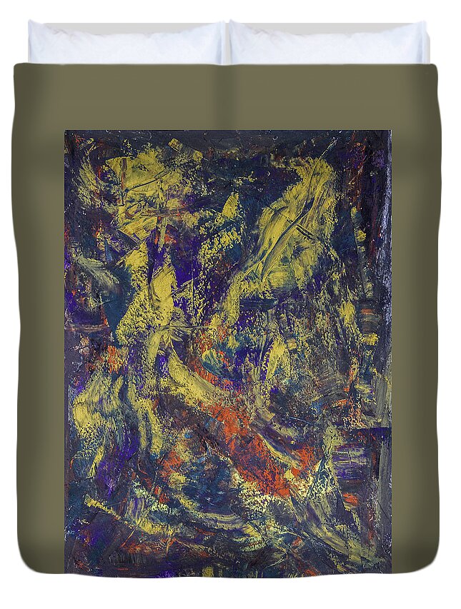 Abstract Duvet Cover featuring the painting Flower in Hades by Julius Hannah