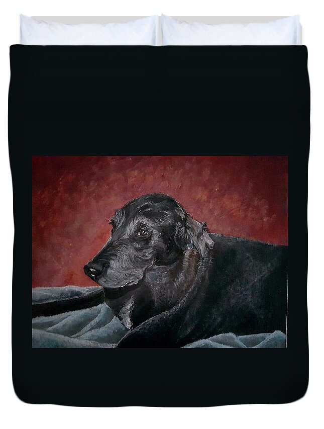 Chocolate Lab Duvet Cover featuring the painting Jessie by Carole Hutchison