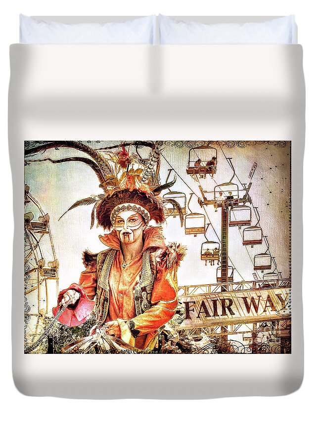Digital Art Duvet Cover featuring the photograph Jester of the Fair by Jennie Breeze