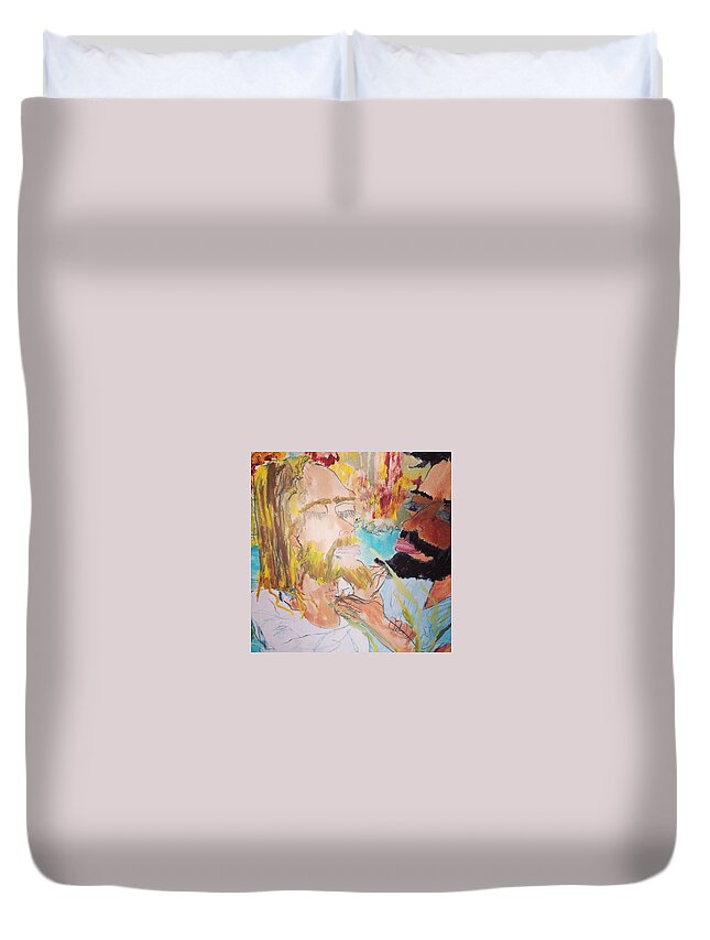 Baptism Duvet Cover featuring the painting Jesus Baptism by Love Art Wonders By God