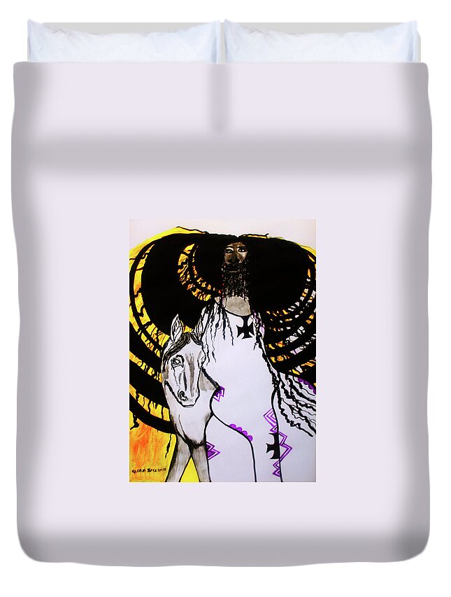  Duvet Cover featuring the painting Jesus - Faithful and True by Gloria Ssali