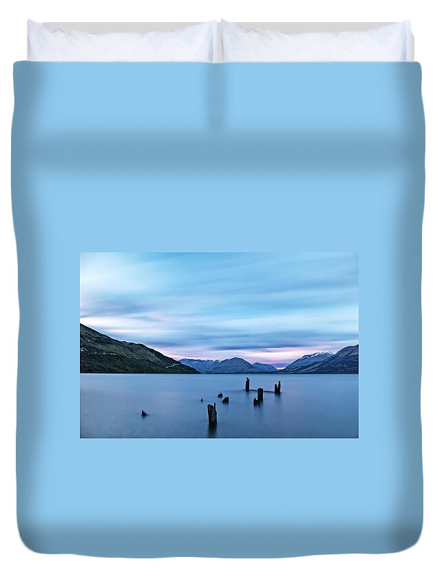 Jetty Duvet Cover featuring the photograph Jetty on the Bay by Catherine Reading