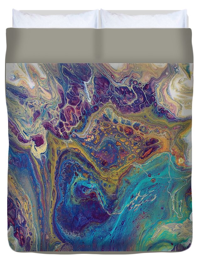 Floral Duvet Cover featuring the painting Jewel Case by Jo Smoley