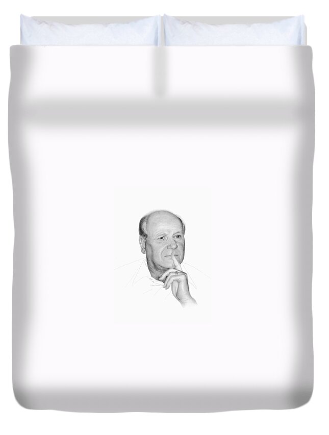 Portrait Duvet Cover featuring the drawing Jim by Conrad Mieschke