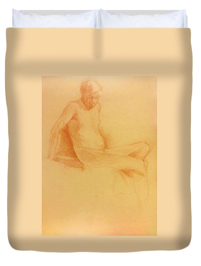 Figure Duvet Cover featuring the painting Joe #1 by James Andrews