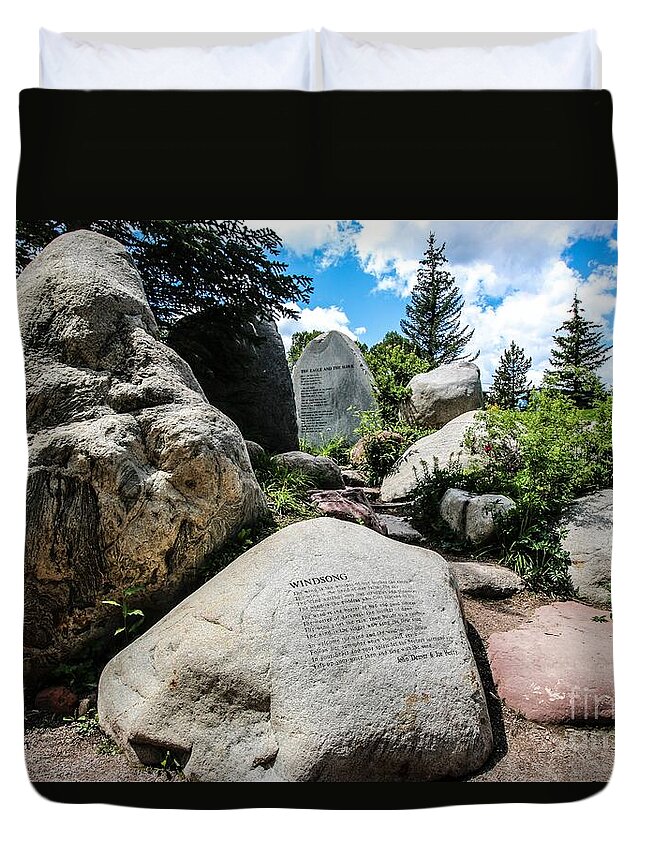 John Denver Duvet Cover featuring the photograph John Denver Sanctuary Aspen Memorial by Veronica Batterson