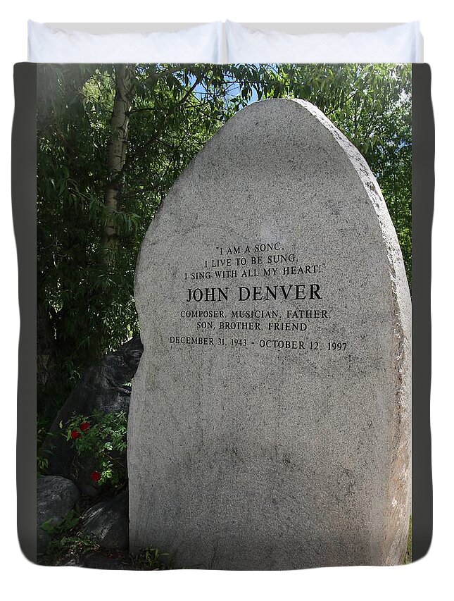 John Denver Duvet Cover featuring the photograph John Denver Sanctuary Marker by Veronica Batterson