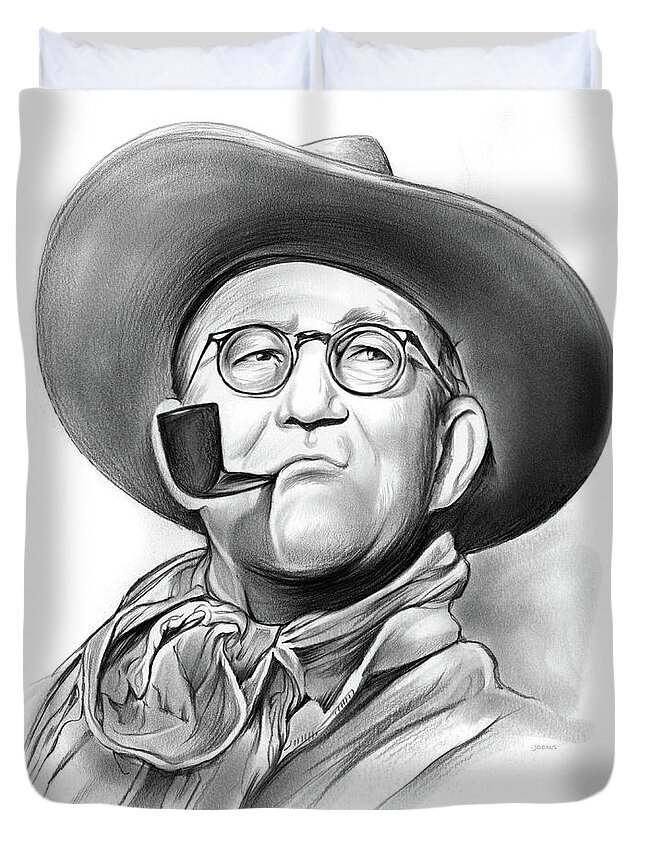 John Ford Duvet Cover featuring the drawing John Ford by Greg Joens
