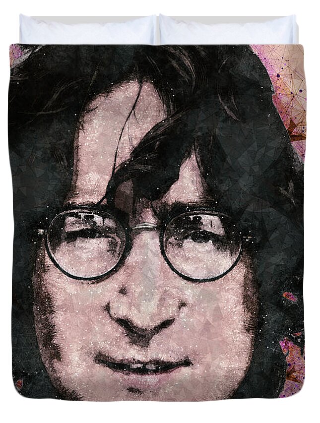 John Lennon Duvet Cover featuring the mixed media John Lennon Portrait by Studio Grafiikka