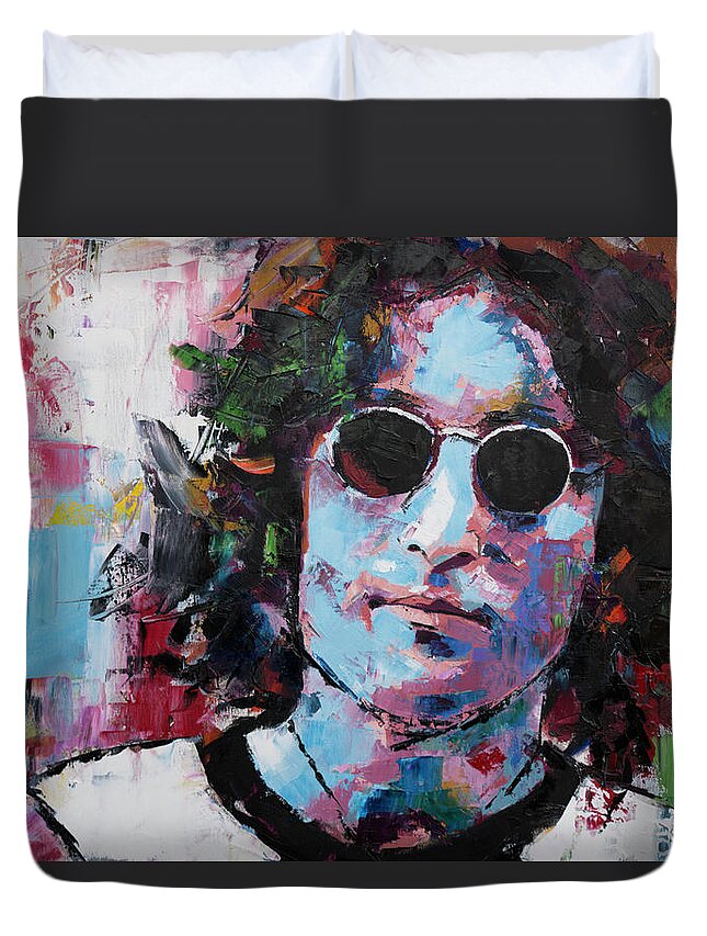 John Duvet Cover featuring the painting John Lennon by Richard Day
