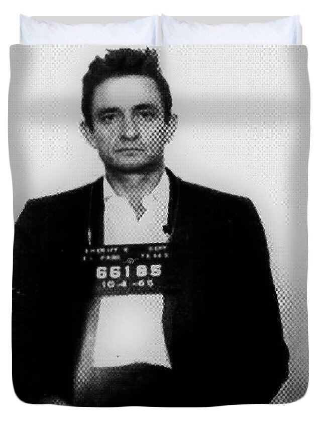 Johnny Cash Duvet Cover featuring the photograph Johnny Cash Mug Shot Vertical Wide 16 By 20 by Tony Rubino