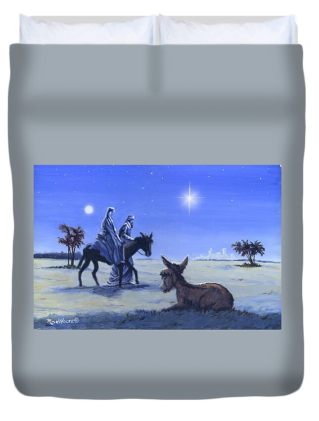 Star Of Wonder Duvet Cover featuring the painting Journey To Bethlehem by Richard De Wolfe