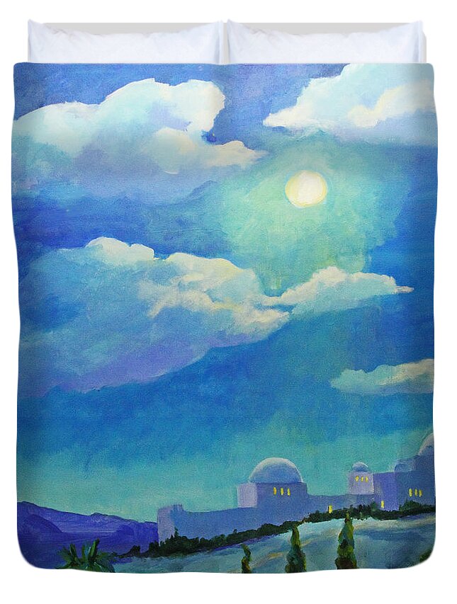 Christian Art Duvet Cover featuring the painting On a Cold Winter's Night by Maria Hunt