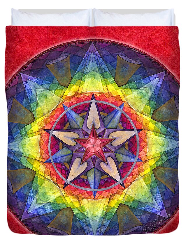 Mandala Duvet Cover featuring the painting Joy Mandala by Jo Thomas Blaine