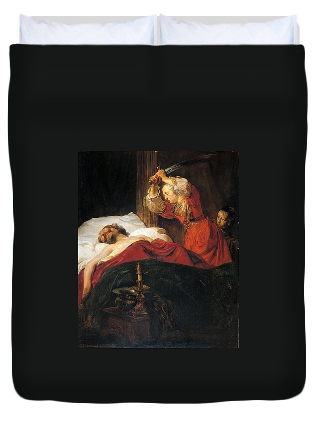 Jan De Bray Duvet Cover featuring the painting Judith and Holofernes by Jan de Bray