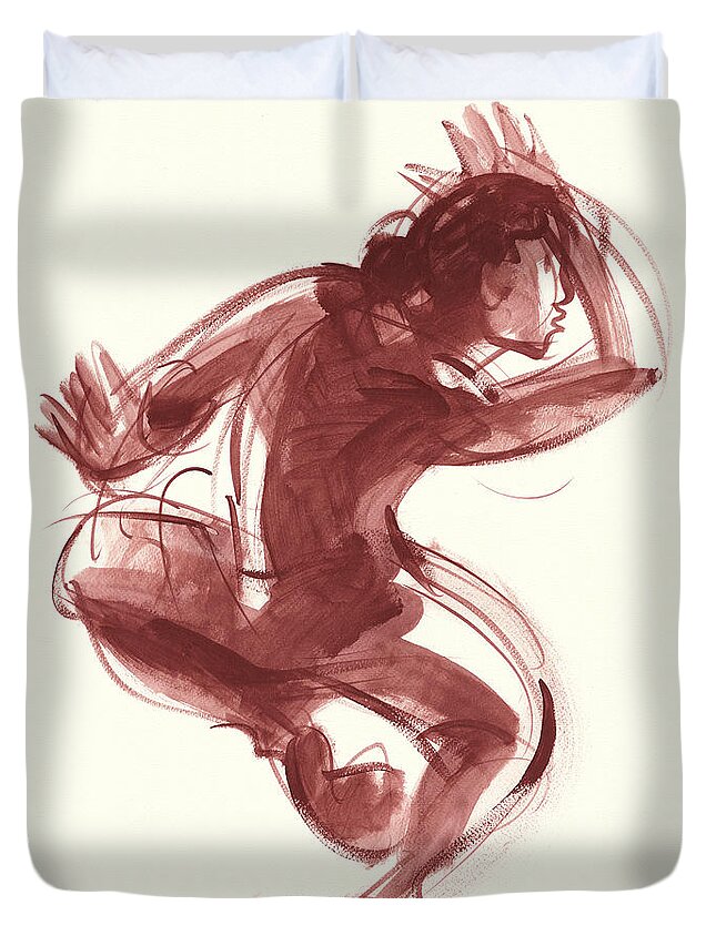 Female Contemporary Dancer Duvet Cover featuring the painting Julia by Judith Kunzle