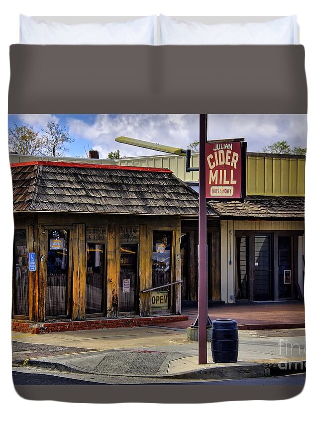 Julian Duvet Cover featuring the photograph Julian Cider Mill by Alex Morales