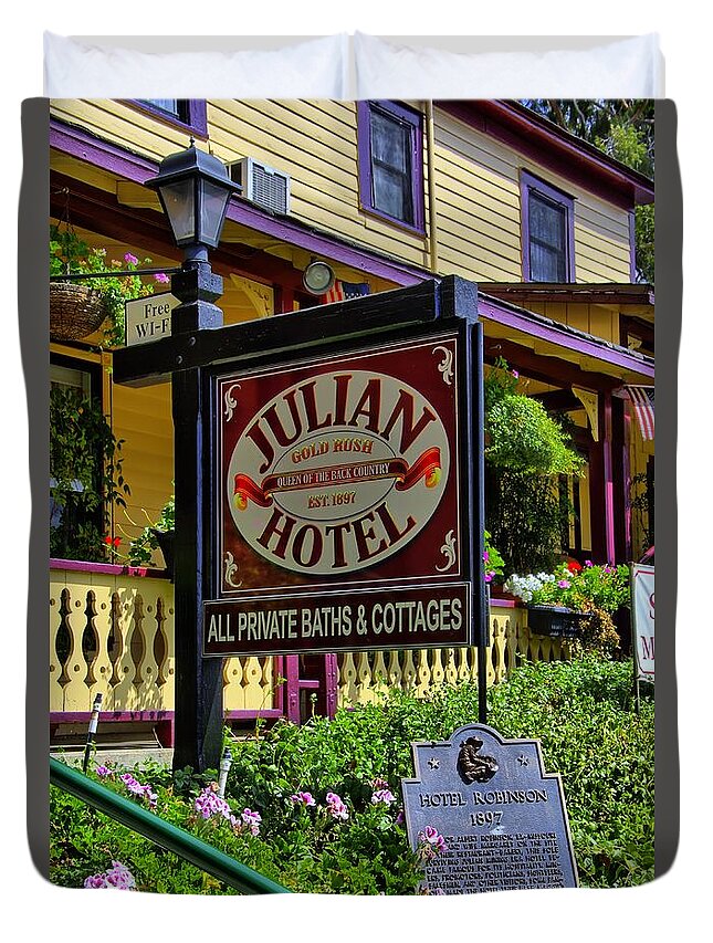 Julian Duvet Cover featuring the photograph Julian Gold Rush Hotel Bed and Breakfast by Alex Morales